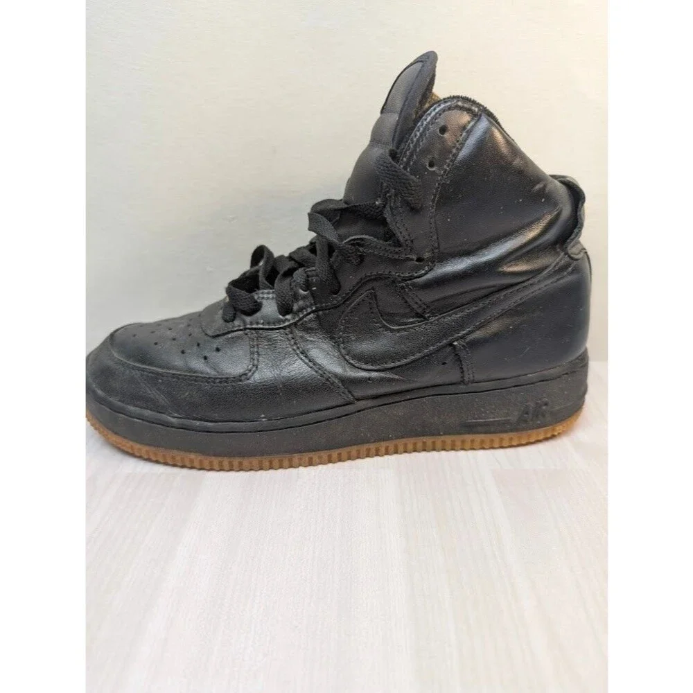 Nike Air Force 1 High Triple Black Sneakers Vintage 2000 Youth Size 7